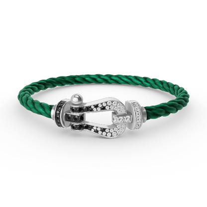 [Clover]FORCE LARGE HORSESHOE BLACK WHITE DIAMOND BRACELET SILVER