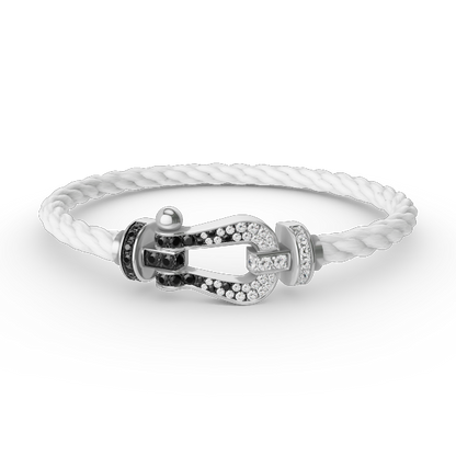 [Clover]FORCE LARGE HORSESHOE BLACK WHITE DIAMOND BRACELET SILVER