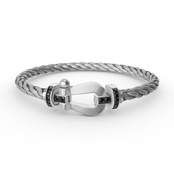 [Clover]FORCE LARGE HORSESHOE BLACK DIAMOND BRACELET SILVER