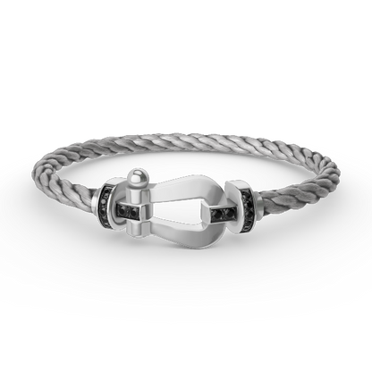 [Clover]FORCE LARGE HORSESHOE BLACK DIAMOND BRACELET SILVER