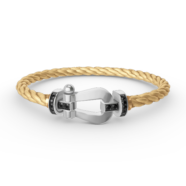 [Clover]FORCE LARGE HORSESHOE BLACK DIAMOND BRACELET SILVER