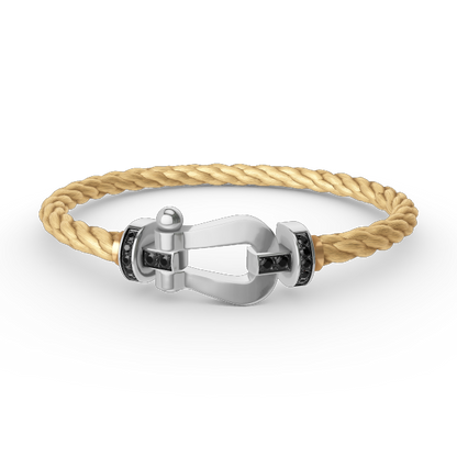 [Clover]FORCE LARGE HORSESHOE BLACK DIAMOND BRACELET SILVER
