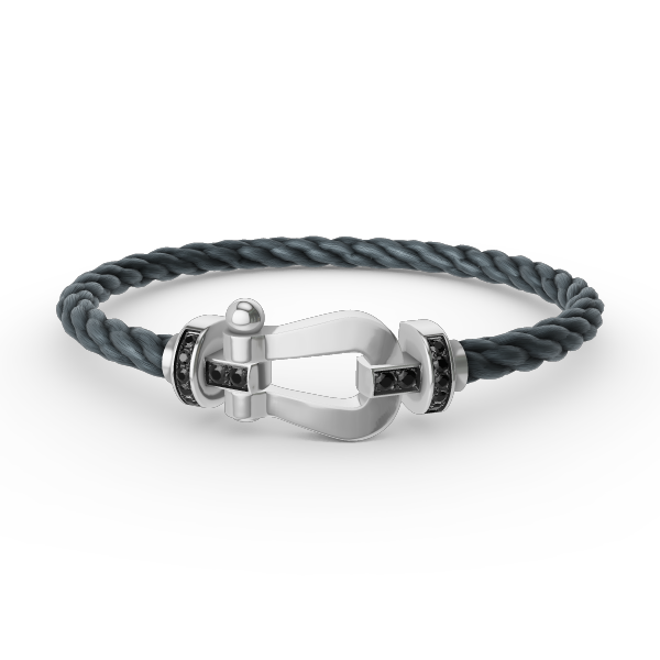 [Clover]FORCE LARGE HORSESHOE BLACK DIAMOND BRACELET SILVER