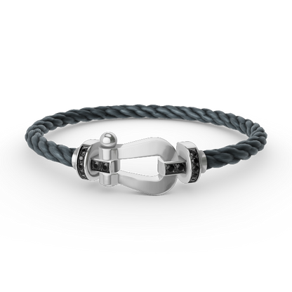[Clover]FORCE LARGE HORSESHOE BLACK DIAMOND BRACELET SILVER