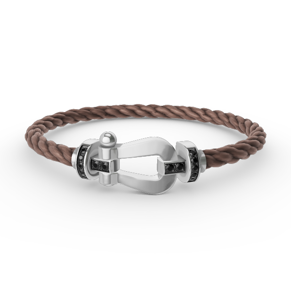 [Clover]FORCE LARGE HORSESHOE BLACK DIAMOND BRACELET SILVER