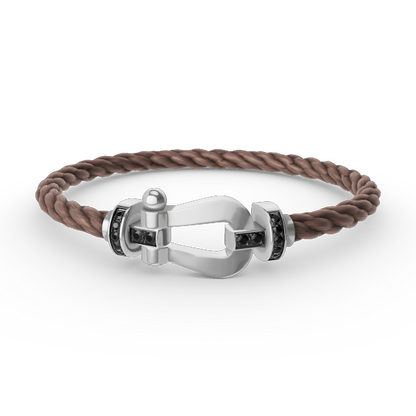 [Clover]FORCE LARGE HORSESHOE BLACK DIAMOND BRACELET SILVER