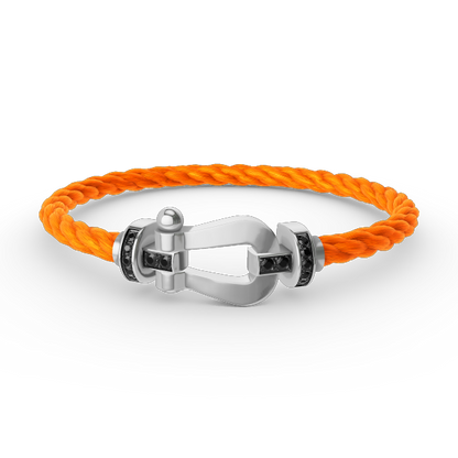 [Clover]FORCE LARGE HORSESHOE BLACK DIAMOND BRACELET SILVER