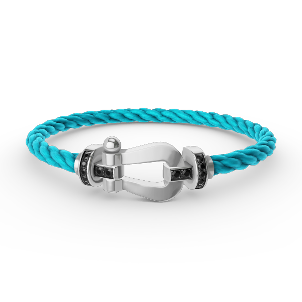 [Clover]FORCE LARGE HORSESHOE BLACK DIAMOND BRACELET SILVER