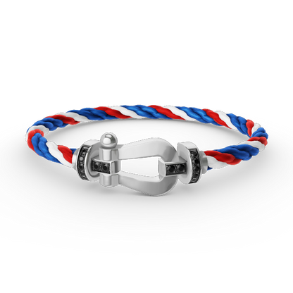 [Clover]FORCE LARGE HORSESHOE BLACK DIAMOND BRACELET SILVER