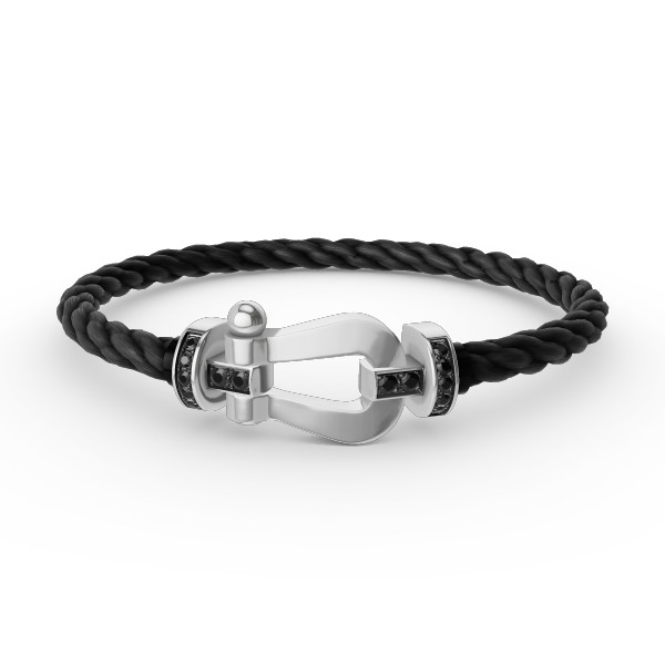 [Clover]FORCE LARGE HORSESHOE BLACK DIAMOND BRACELET SILVER