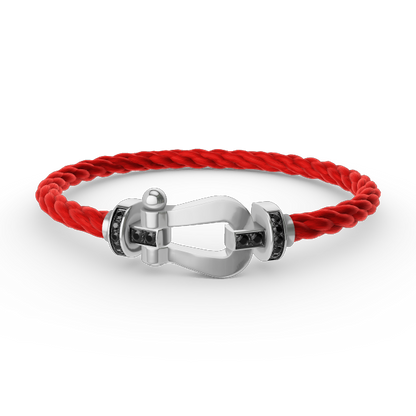[Clover]FORCE LARGE HORSESHOE BLACK DIAMOND BRACELET SILVER