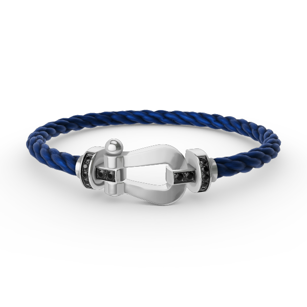 [Clover]FORCE LARGE HORSESHOE BLACK DIAMOND BRACELET SILVER