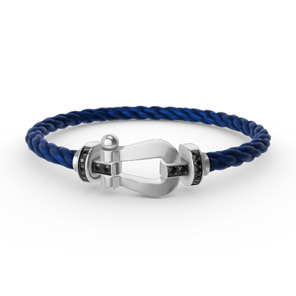 [Clover]FORCE LARGE HORSESHOE BLACK DIAMOND BRACELET SILVER