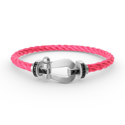 [Clover]FORCE LARGE HORSESHOE BLACK DIAMOND BRACELET SILVER