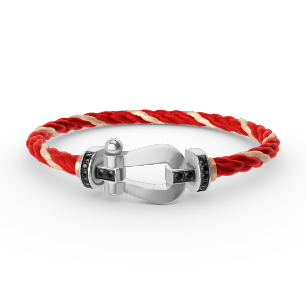 [Clover]FORCE LARGE HORSESHOE BLACK DIAMOND BRACELET SILVER
