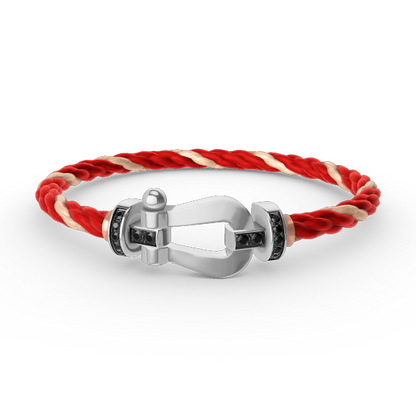 [Clover]FORCE LARGE HORSESHOE BLACK DIAMOND BRACELET SILVER