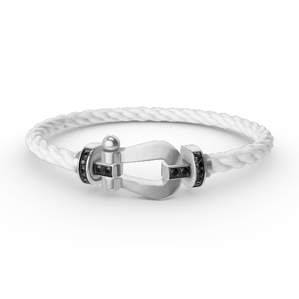 [Clover]FORCE LARGE HORSESHOE BLACK DIAMOND BRACELET SILVER