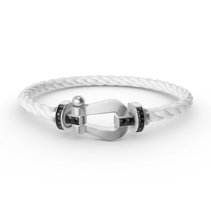 [Clover]FORCE LARGE HORSESHOE BLACK DIAMOND BRACELET SILVER