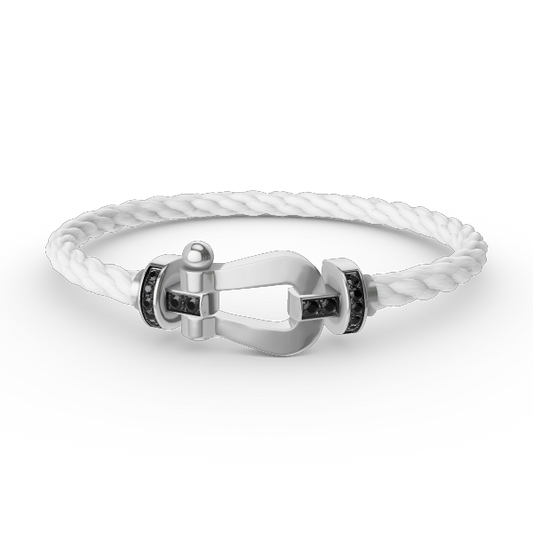 [Clover]FORCE LARGE HORSESHOE BLACK DIAMOND BRACELET SILVER