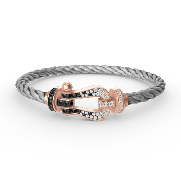 [Clover]FORCE LARGE HORSESHOE BLACK WHITE DIAMOND BRACELET ROSE GOLD