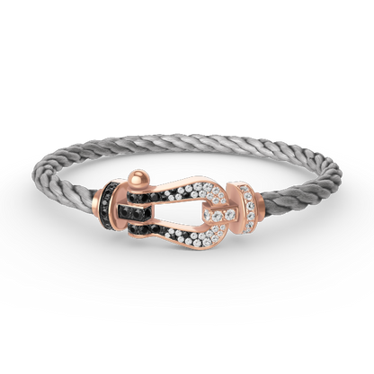 [Clover]FORCE LARGE HORSESHOE BLACK WHITE DIAMOND BRACELET ROSE GOLD