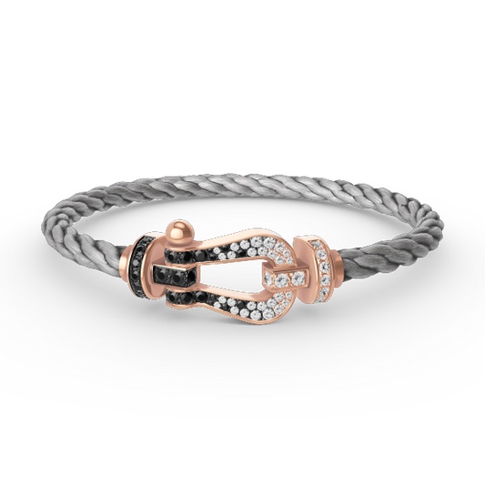 [Clover]FORCE LARGE HORSESHOE BLACK WHITE DIAMOND BRACELET ROSE GOLD