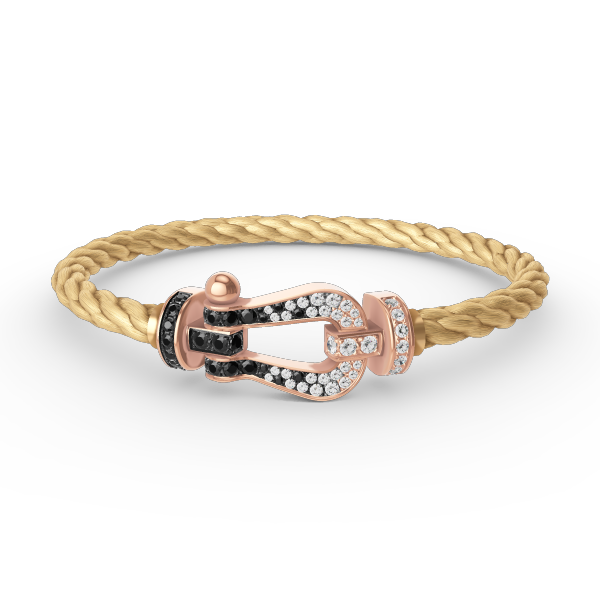 [Clover]FORCE LARGE HORSESHOE BLACK WHITE DIAMOND BRACELET ROSE GOLD