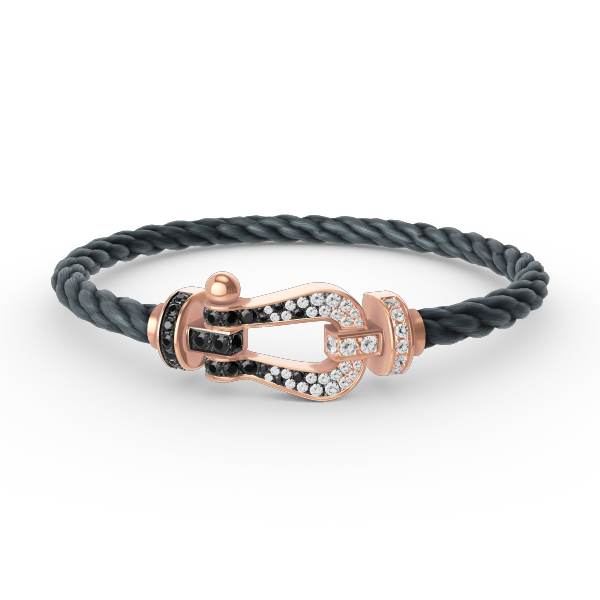 [Clover]FORCE LARGE HORSESHOE BLACK WHITE DIAMOND BRACELET ROSE GOLD