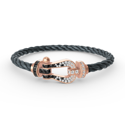 [Clover]FORCE LARGE HORSESHOE BLACK WHITE DIAMOND BRACELET ROSE GOLD