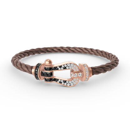 [Clover]FORCE LARGE HORSESHOE BLACK WHITE DIAMOND BRACELET ROSE GOLD