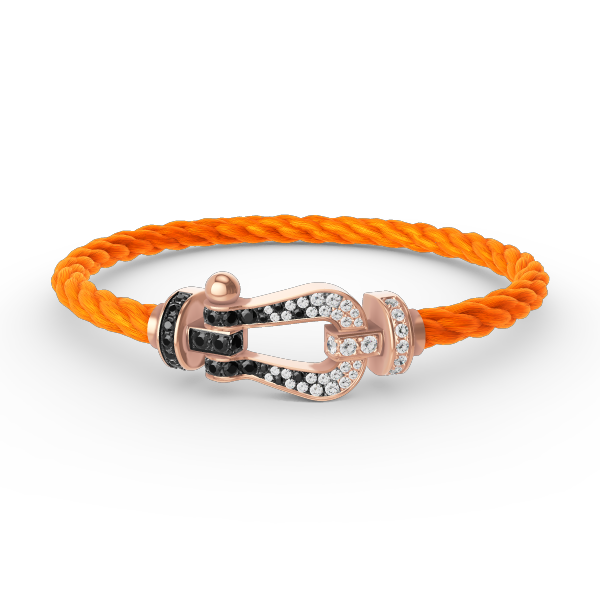 [Clover]FORCE LARGE HORSESHOE BLACK WHITE DIAMOND BRACELET ROSE GOLD