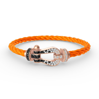 [Clover]FORCE LARGE HORSESHOE BLACK WHITE DIAMOND BRACELET ROSE GOLD