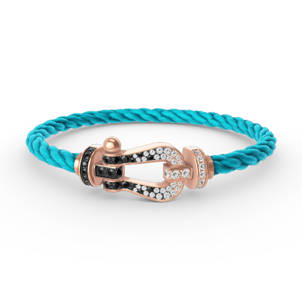 [Clover]FORCE LARGE HORSESHOE BLACK WHITE DIAMOND BRACELET ROSE GOLD