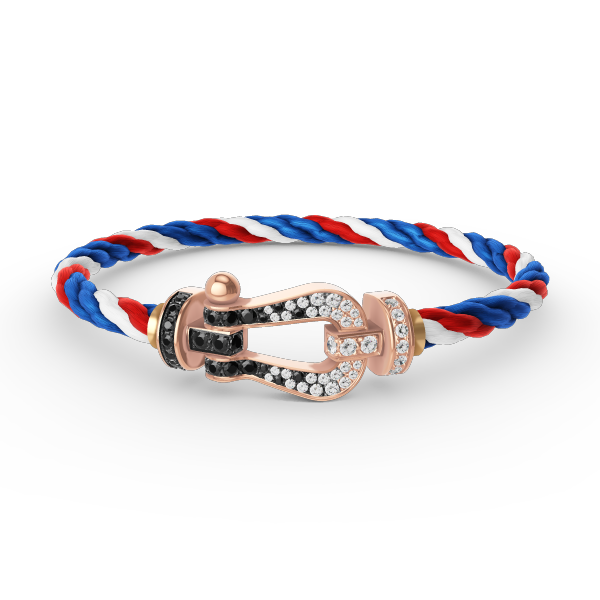 [Clover]FORCE LARGE HORSESHOE BLACK WHITE DIAMOND BRACELET ROSE GOLD