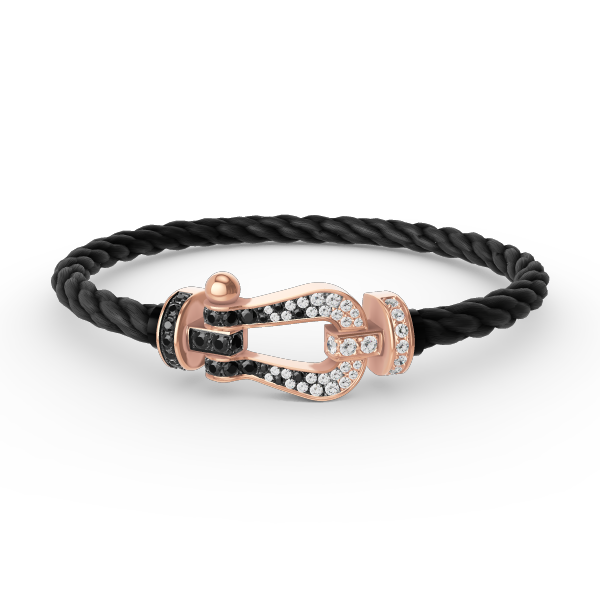 [Clover]FORCE LARGE HORSESHOE BLACK WHITE DIAMOND BRACELET ROSE GOLD