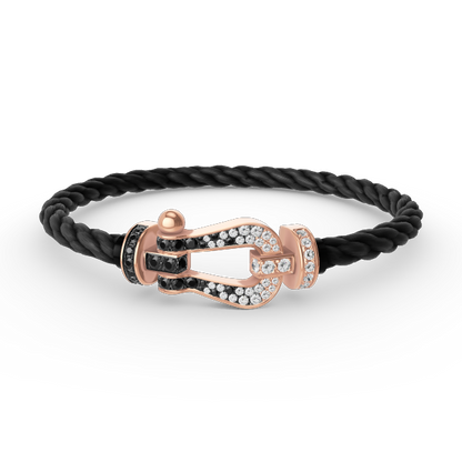 [Clover]FORCE LARGE HORSESHOE BLACK WHITE DIAMOND BRACELET ROSE GOLD