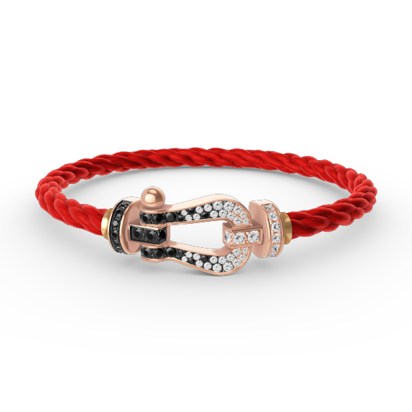 [Clover]FORCE LARGE HORSESHOE BLACK WHITE DIAMOND BRACELET ROSE GOLD