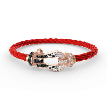 [Clover]FORCE LARGE HORSESHOE BLACK WHITE DIAMOND BRACELET ROSE GOLD