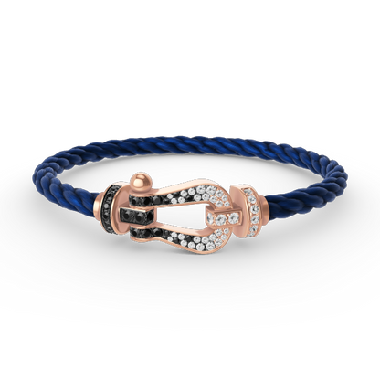 [Clover]FORCE LARGE HORSESHOE BLACK WHITE DIAMOND BRACELET ROSE GOLD