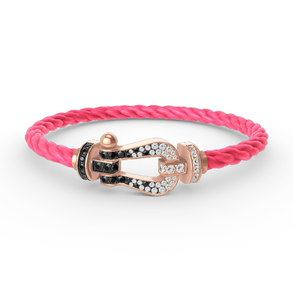 [Clover]FORCE LARGE HORSESHOE BLACK WHITE DIAMOND BRACELET ROSE GOLD