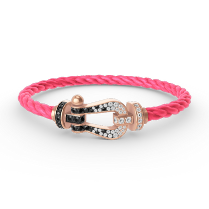 [Clover]FORCE LARGE HORSESHOE BLACK WHITE DIAMOND BRACELET ROSE GOLD