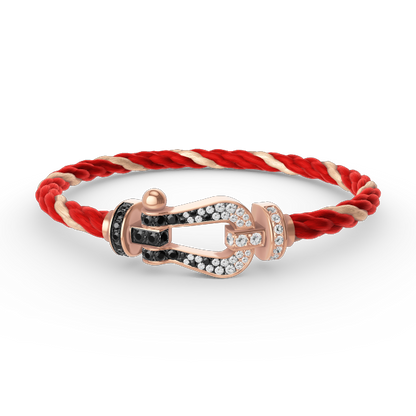 [Clover]FORCE LARGE HORSESHOE BLACK WHITE DIAMOND BRACELET ROSE GOLD