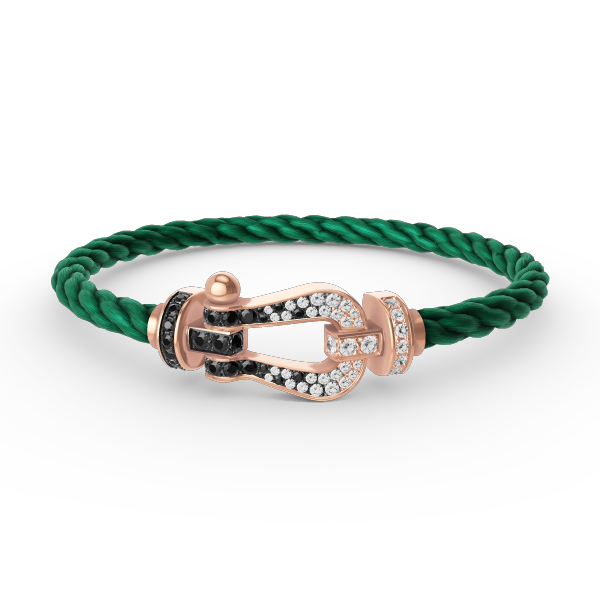 [Clover]FORCE LARGE HORSESHOE BLACK WHITE DIAMOND BRACELET ROSE GOLD
