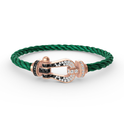 [Clover]FORCE LARGE HORSESHOE BLACK WHITE DIAMOND BRACELET ROSE GOLD
