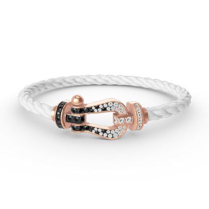 [Clover]FORCE LARGE HORSESHOE BLACK WHITE DIAMOND BRACELET ROSE GOLD