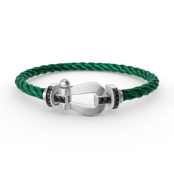 [Clover]FORCE LARGE HORSESHOE BLACK DIAMOND BRACELET SILVER