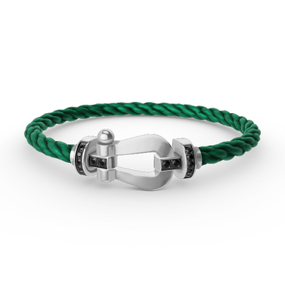 [Clover]FORCE LARGE HORSESHOE BLACK DIAMOND BRACELET SILVER