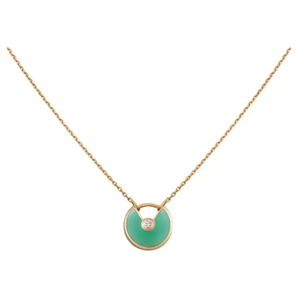 [Clover]AMULETTE GOLD MALACHITE NECKLACE