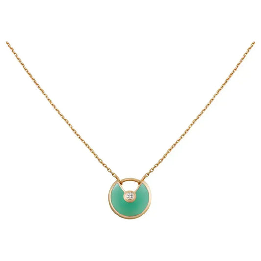[Clover]AMULETTE GOLD MALACHITE NECKLACE