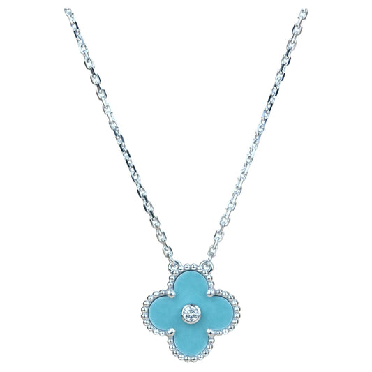 [Clover]CLOVER 15MM DIAMOND SVRES PORCELAIN  NECKLACE SILVER